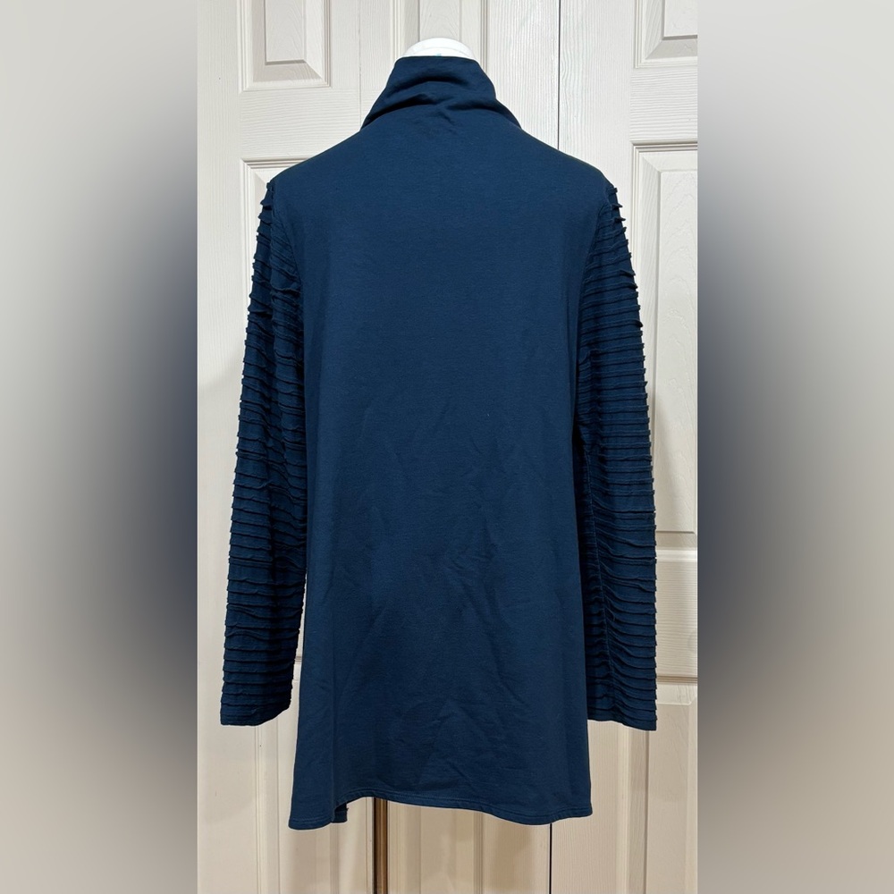 🌷3/$25🌷 CHALET  Teal/Peacock Blue Tunic Top, long sleeves, mock turtleneck - Picture 5 of 15